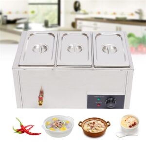 LIYUANJUN 3-Pan Commercial Food Warmer, 3 * 7.4QT Electric Steamer with 3 Lids, Buffet Countertop Food Warmer Table Steam Machine Stainless Steel Steamer for Restaurant Home Kitchen 850W 110V