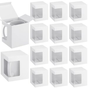 harloon 24 pcs mug boxes for gifts coffee mug gift box for blanks sublimation mugs packaging 11oz, 12oz, 15oz transparent ceramic coffee cups gift box (white)