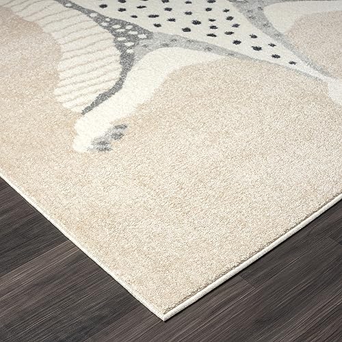 Abani Nuevo Collection Area Rug -Modern Ivory/Beige Faux Hide Design -7'9" x 10'2" - Easy to Clean - Durable for Kids and Pets - Non-Shedding - Medium Pile - Soft Feel - Living Room, Bedroom & Office