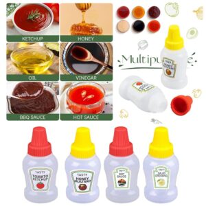 Mini Ketchup Bottles, 25ml Mini Condiment Squeeze Bottles Plastic Sauce Bottles Containers Empty Ketchup and Mustard Syrup Dispenser