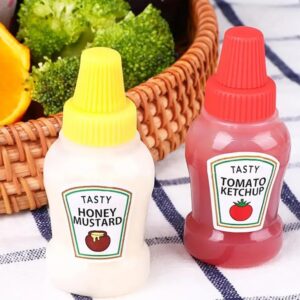 Mini Ketchup Bottles, 25ml Mini Condiment Squeeze Bottles Plastic Sauce Bottles Containers Empty Ketchup and Mustard Syrup Dispenser