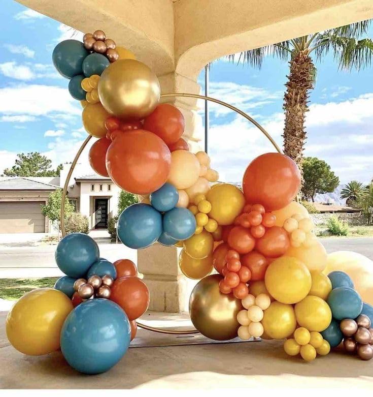 Here Comes the Son Baby Shower Decorations JOGAMS 182Pcs Retro Blue Orange Yellow Balloons for First Trip Around The Sun Sunshine Here Comes The Son Theme Baby Shower Birthday Party Decorations