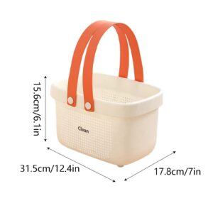 Plastic Bathroom Storage Basket Portable Shower Caddy Tote with Handles Hamper for Bathroom Pantry Kitchen College Dorm Room Camp (Green 10''L x 7"W x 6''H)