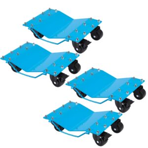 DEXSO 4 Tire Wheel Dolly Car with 8000 lbs Capacity, Manganese Steel Heavy Duty Car Mover Wheel Dollies Set of 4 with Antiskid Plate & 360 Degree Rotatable Wheel, 16"*13", Blue