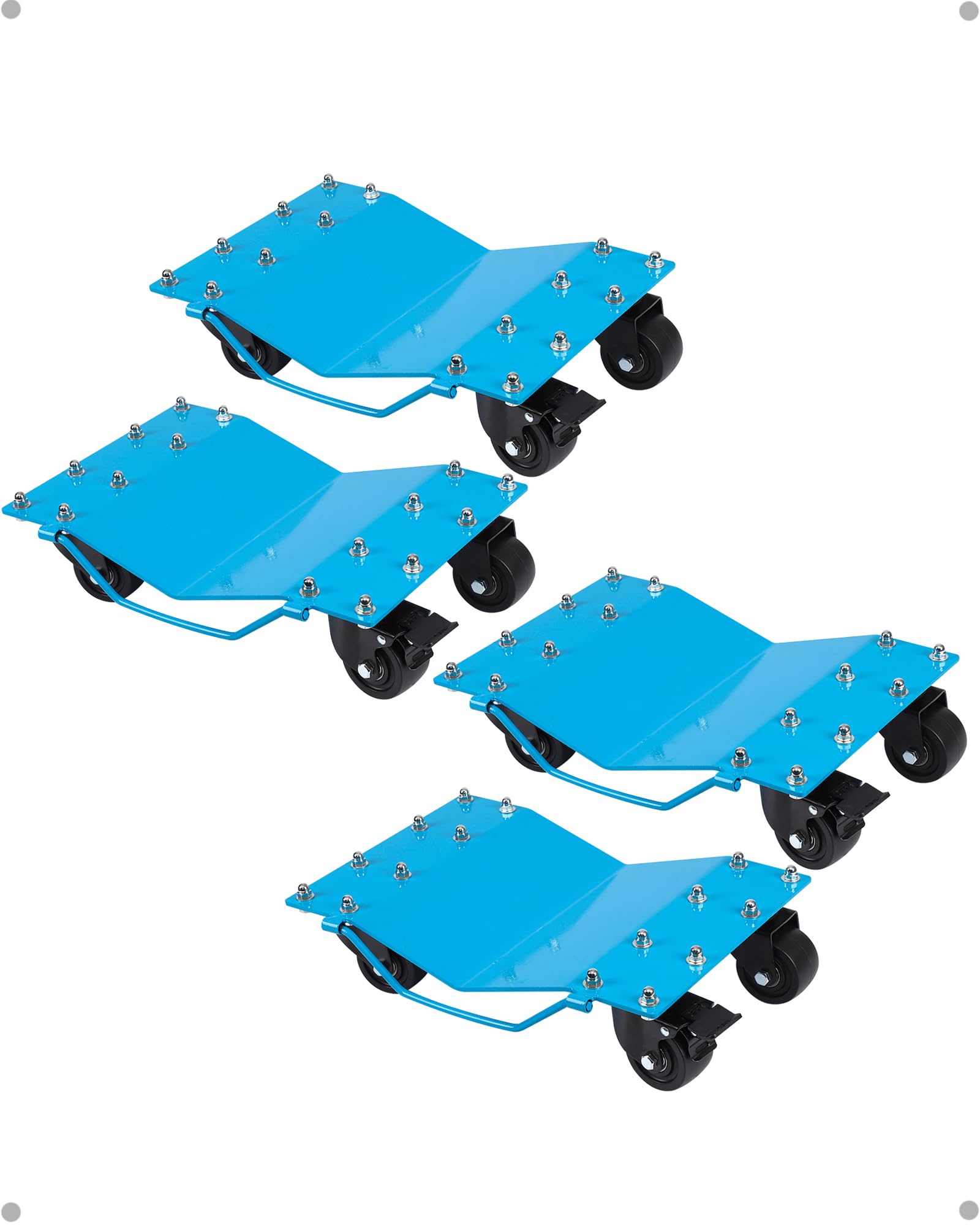 DEXSO 4 Tire Wheel Dolly Car with 8000 lbs Capacity, Manganese Steel Heavy Duty Car Mover Wheel Dollies Set of 4 with Antiskid Plate & 360 Degree Rotatable Wheel, 16"*13", Blue