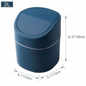 AWOLIC Mini Desktop Trash Can with Swing Lid,Small Garbage Can for Countertop,Dressing Table,Bedside Etc,Free 90 Bags(Blue)