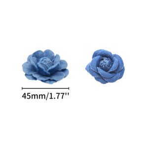 Begino 6Pcs Denim Flower Cloth 3 Sizes Denim Fabric Flowers Hair Accessories Clothes Hats Dress Decoration DIY