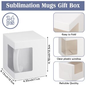 Harloon 24 Pcs Mug Boxes for Gifts Coffee Mug Gift Box for Blanks Sublimation Mugs Packaging 11oz, 12oz, 15oz Transparent Ceramic Coffee Cups Gift Box (White)