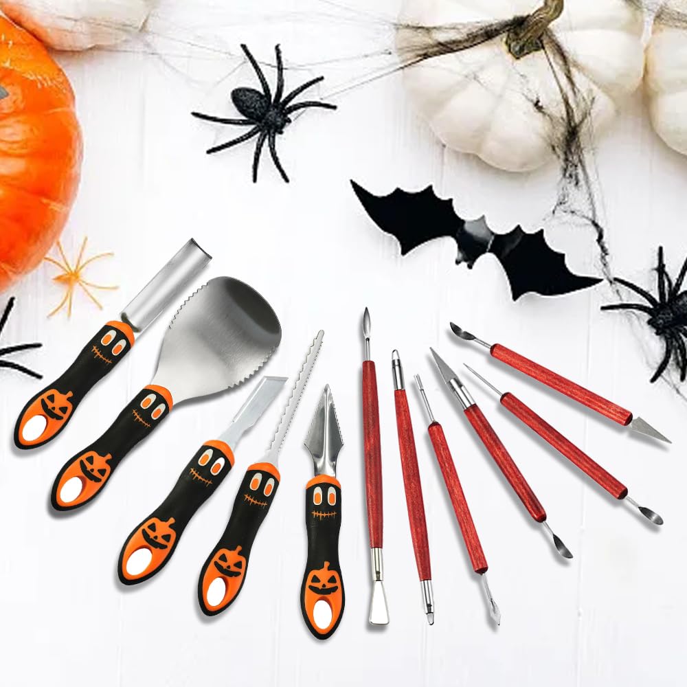 Unilove Halloween Pumpkin Carving Kit Professional and Heavy Duty Stainless Steel Tools (11PCS)