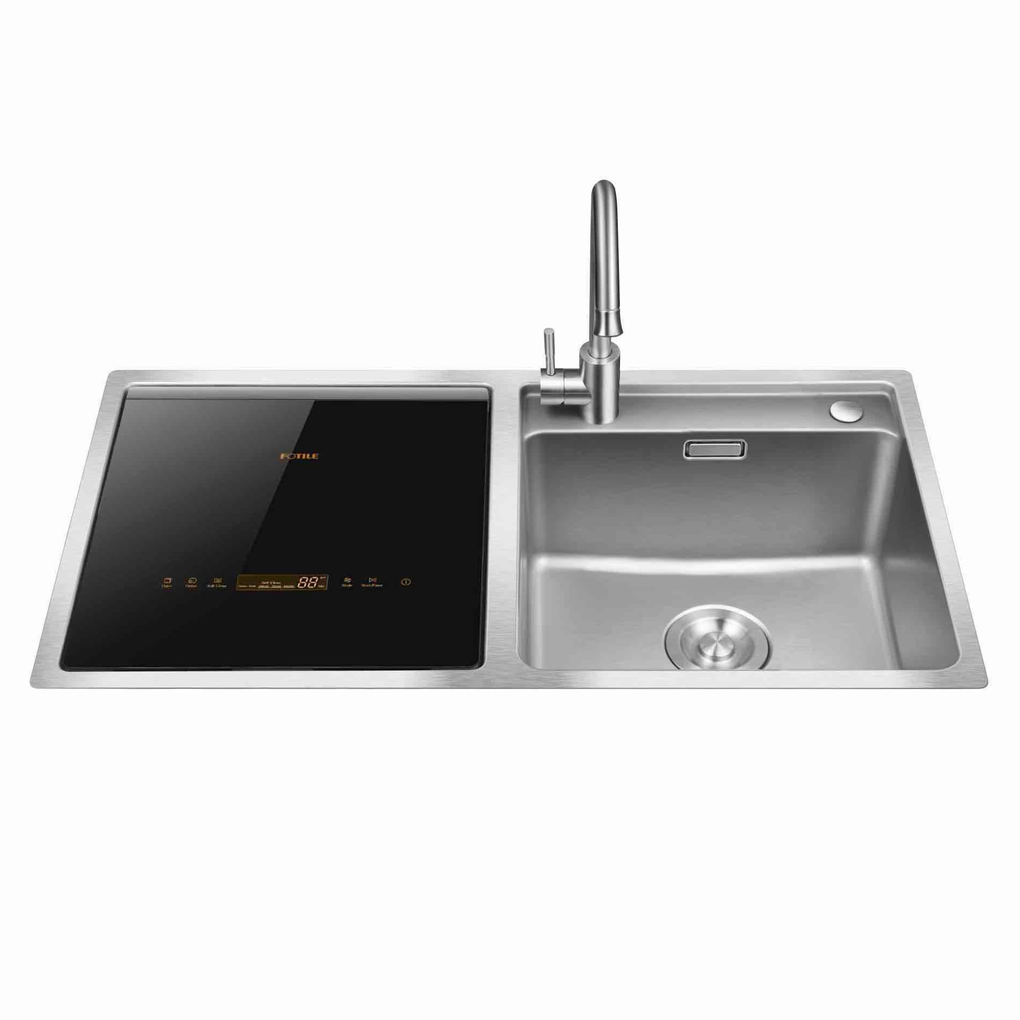 FOTILE SD2F Stainless Steel Kitchen In-Sink Dishwasher Combination, Heavy Gauge Bowl Dish Sanitizing, Energy-saving Countertop Dishwasher (SD2F-P3L)