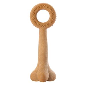 tikaton dog chew toy, durable textured teething ring toy made of wood plastic composites, tough chewer toys for medium and large breed