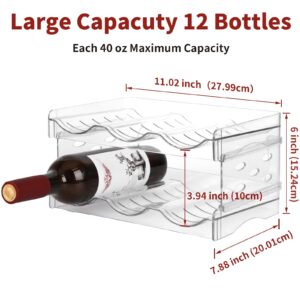 EZ COZY Wine Rack-4 Pack Stackable Wine Rack for 12 Bottles,Wine Rack for Inside Cabinet,for Pantry,Refrigerator,Countertop Organization (4 Tier)