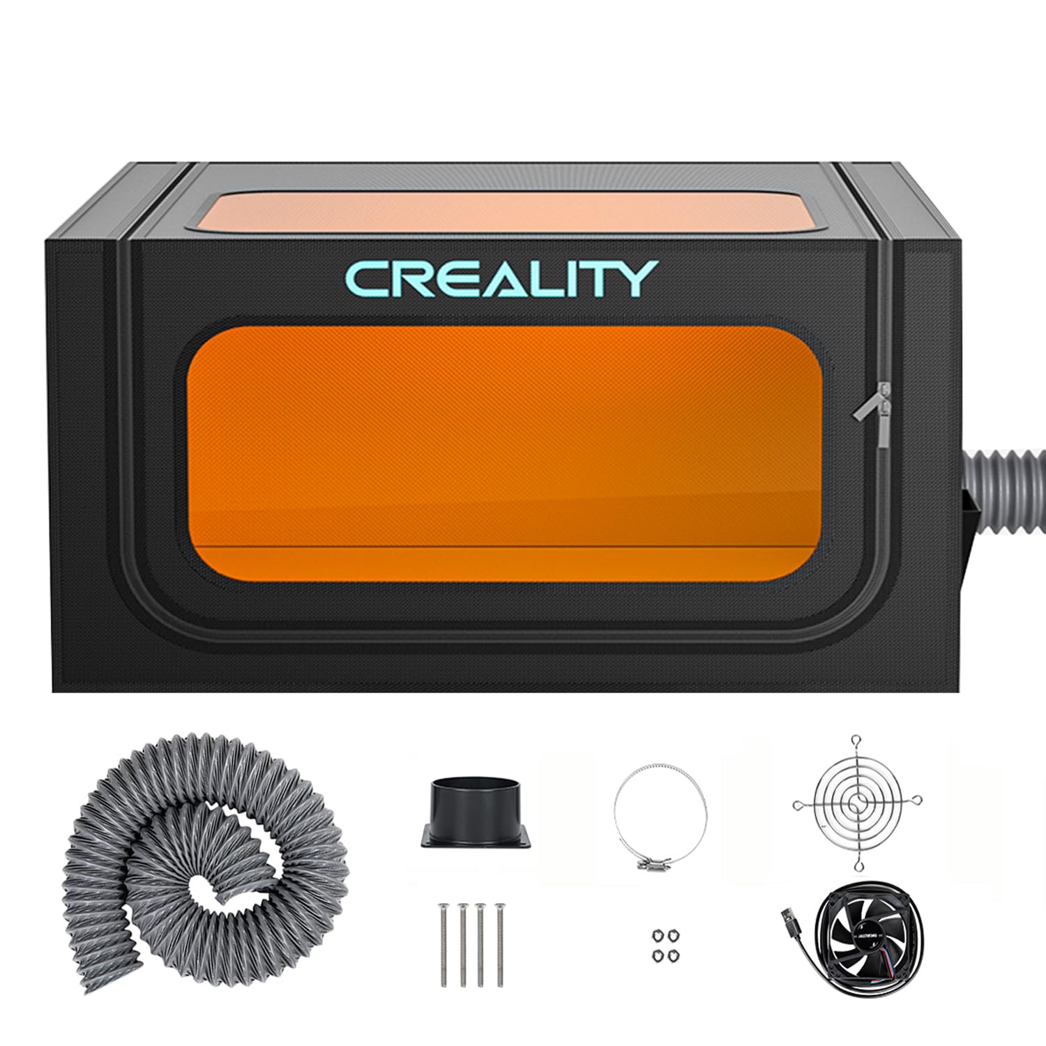 Creality Laser Engraver Cover V2.0 Fireproof and Dustproof Protective Enclosure with Exhaust Fan 4000RPM Pipe for Most Laser Cutter, Insulates Against Smoke, Odor and Noise Eye Protection720x720x400mm