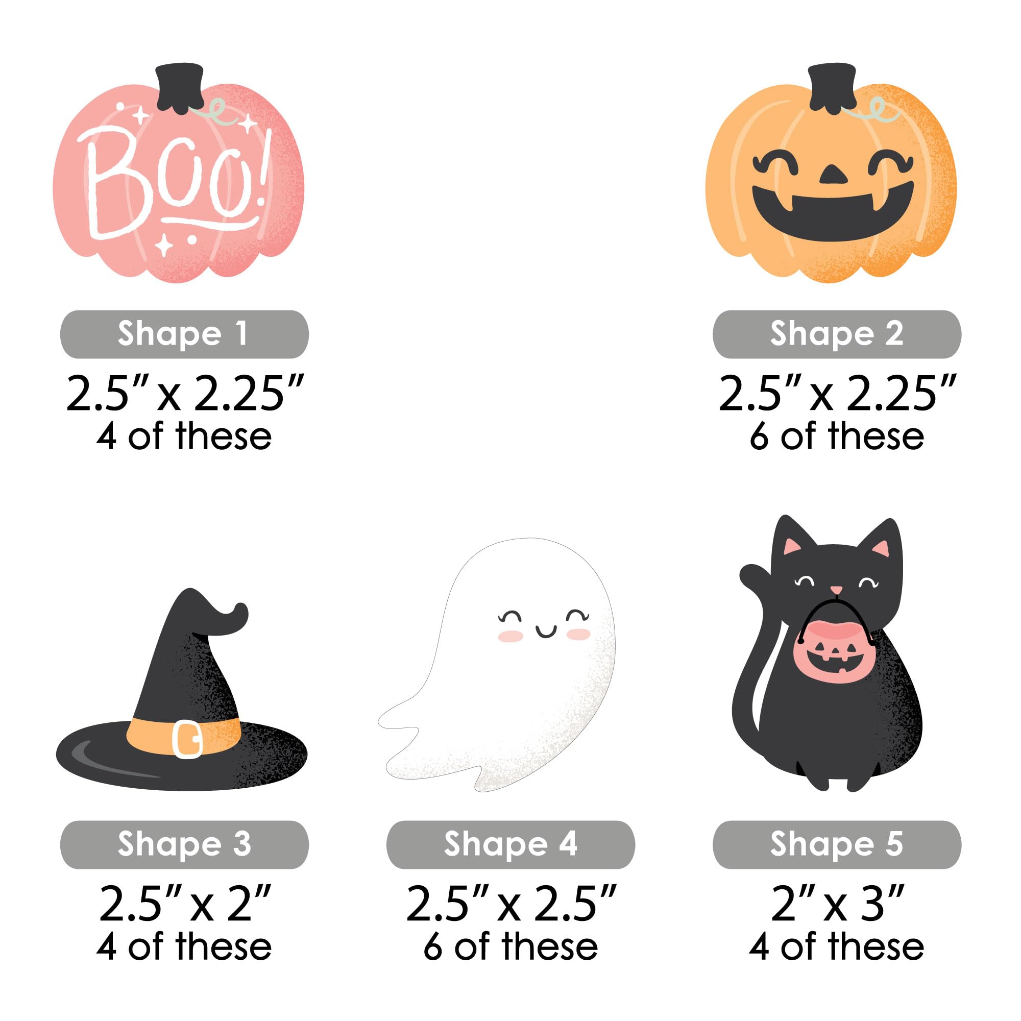 Big Dot of Happiness Pastel Halloween - DIY Shaped Pink Pumpkin Party Cut-Outs - 24 Count