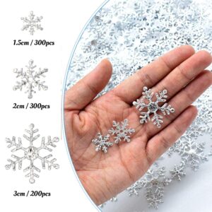 800 Pcs Silver Christmas Snowflakes Confetti Decorations - Fake Snow Confetti Crafts Snowflake Christmas Party Supplies for Winter Wonderland Frozen Themes Birthday Baby Shower Party Table Decor