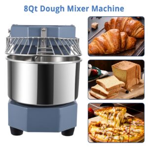 Towallmark Commercial Dough Mixer, 8QT Stainless Steel Bowl, 450W Dual Rotating Dough Kneading Machine with Safety Shield,for Restaurant, Bakeries,Pizzeria