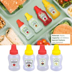 Mini Ketchup Bottles, 25ml Mini Condiment Squeeze Bottles Plastic Sauce Bottles Containers Empty Ketchup and Mustard Syrup Dispenser