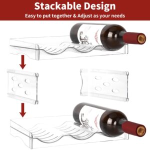 EZ COZY Wine Rack-4 Pack Stackable Wine Rack for 12 Bottles,Wine Rack for Inside Cabinet,for Pantry,Refrigerator,Countertop Organization (4 Tier)