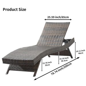 Asifom PE Rattan Adjustable Backrest Chaise Lounge Set 2, Outdoor Pool Recliner Patio Chairs Lounge Chair Set 2 for Outside Beach Poolside Sunbathing