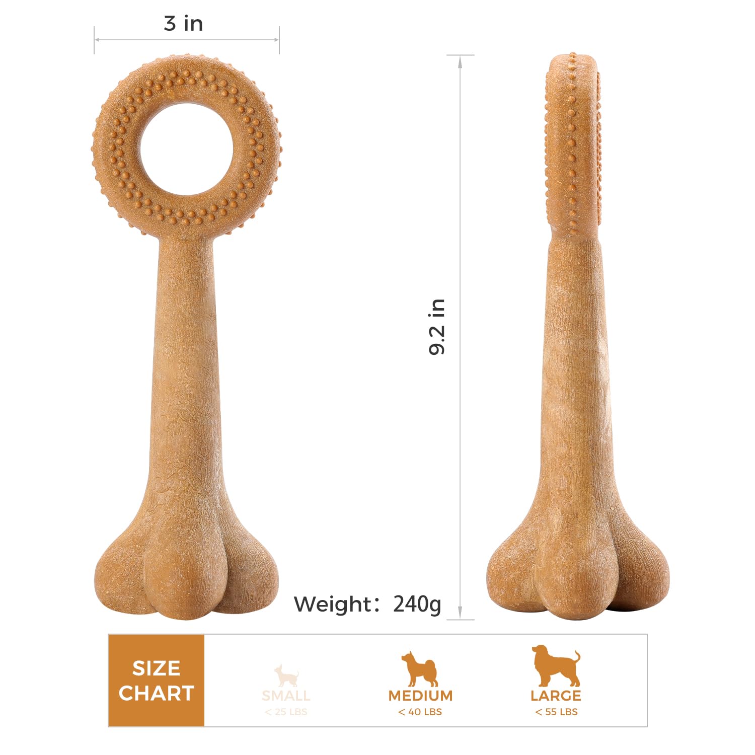 Tikaton Dog Chew Toy, Durable Textured Teething Ring Toy Made of Wood Plastic Composites, Tough Chewer Toys for Medium and Large Breed