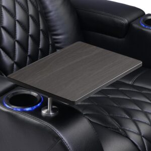 weilianda home theater seating series swivel tray table dark wood pattern