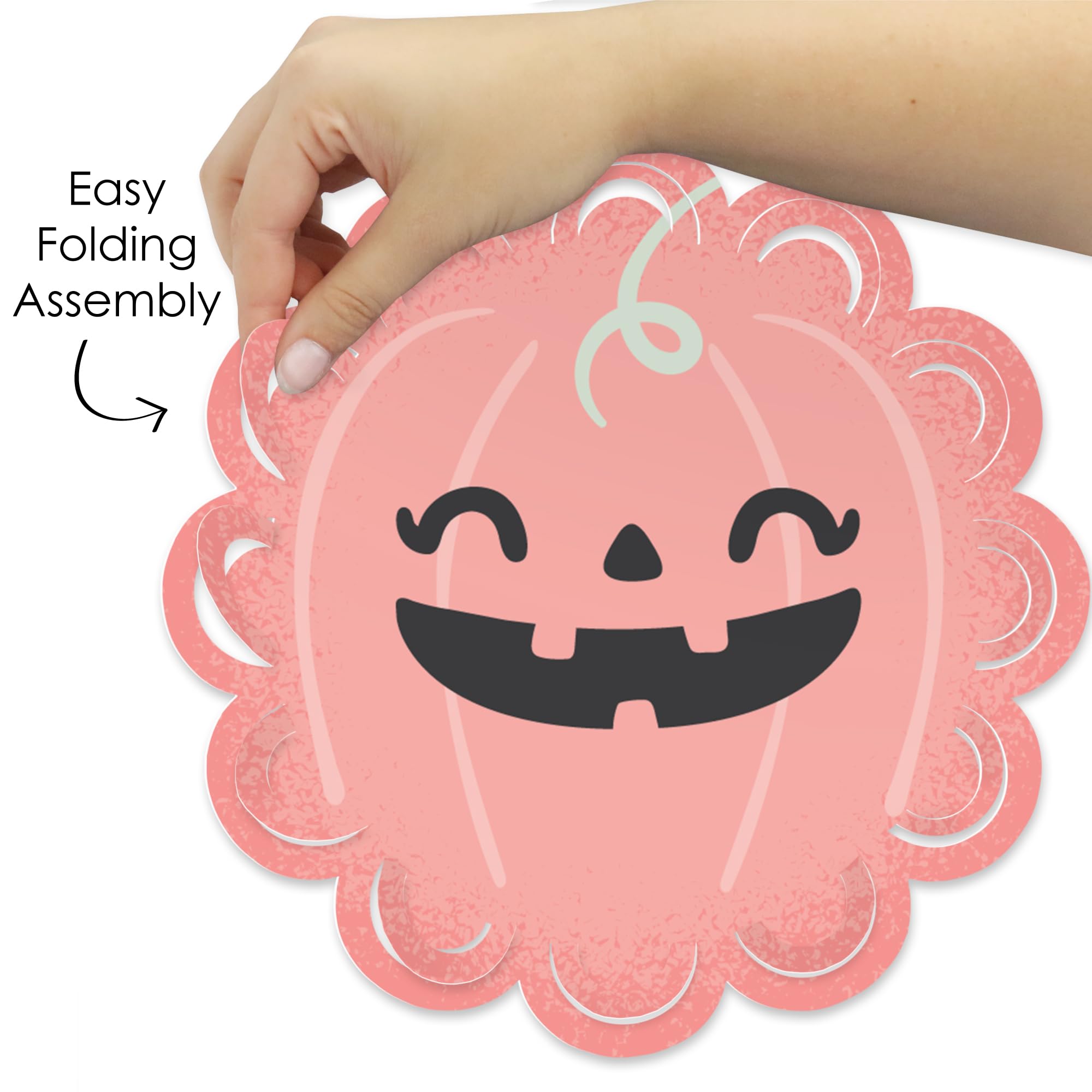 Big Dot of Happiness Pastel Halloween - Pink Pumpkin Party Round Table Decorations - Paper Chargers - Place Setting For 12