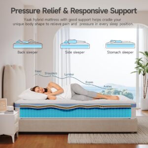 Yaak King Size Mattress 10 Inch, Hybrid King Mattress in a Box, Individual Pocket Spring King Bed Mattress with Breathable Memory Foam, Pressure Relief, Medium Firm Mattress King Size 80"x76"x10"