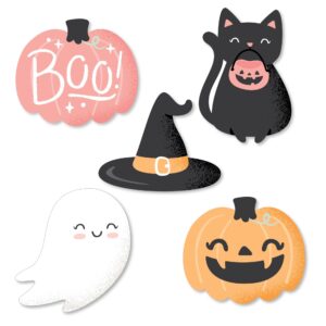 big dot of happiness pastel halloween - diy shaped pink pumpkin party cut-outs - 24 count