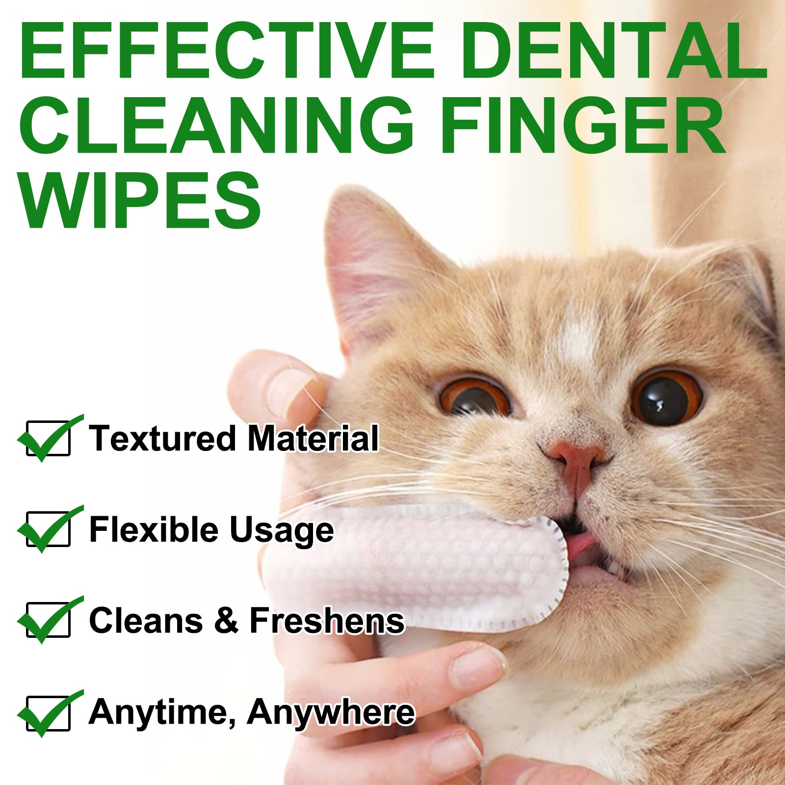 MXCZBSM Dental Care Finger Wipes for Dogs, 50Pcs Teeth Cleaning Wipes for Dogs & Cats, Reduces Plaque, Tartar & Freshen Breath, No-Rinse Dog Finger Toothbrush, 50 Counts Disposable Wipes