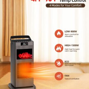 KNKA Space Heater with Thermostat, Electric Space Heaters for Indoor Use, 90° Oscillation, 4 Mode, 12H Timer, 1500W Fast Heating Ceramic Heater for Bedroom, Home, Office - ETL Certified, 13.78"