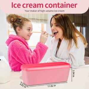 Ice Cream Containers Set of 2, 1.5 Quart Ice Cream Tub, Reusable Homemade Ice Cream Tubs with Stackable Freezer Storage Container for Yogurt, Sorbet, Gelato