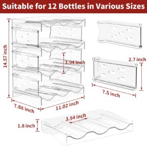 EZ COZY Wine Rack-4 Pack Stackable Wine Rack for 12 Bottles,Wine Rack for Inside Cabinet,for Pantry,Refrigerator,Countertop Organization (4 Tier)