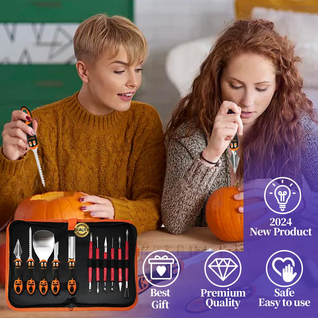 Unilove Halloween Pumpkin Carving Kit Professional and Heavy Duty Stainless Steel Tools (11PCS)