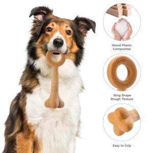 Tikaton Dog Chew Toy, Durable Textured Teething Ring Toy Made of Wood Plastic Composites, Tough Chewer Toys for Medium and Large Breed