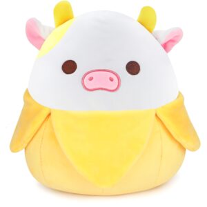 lxslfy 11inch cute banana cow plush, cow stuffed animals kawaii cow pillow gifts for kids girls boys birthday christmas home decora (banana cow)