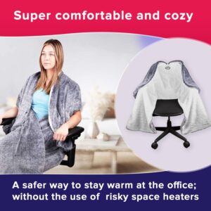 The Original Office Chair Blanket by SnuggleBack; Cozy Comfy Office Desk Chair Wrap Attaches for Convenient Heat and Hands-Free. Stay Warm In The Winter or Summer. Sherpa Fur Lining