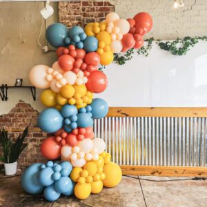 Here Comes the Son Baby Shower Decorations JOGAMS 182Pcs Retro Blue Orange Yellow Balloons for First Trip Around The Sun Sunshine Here Comes The Son Theme Baby Shower Birthday Party Decorations