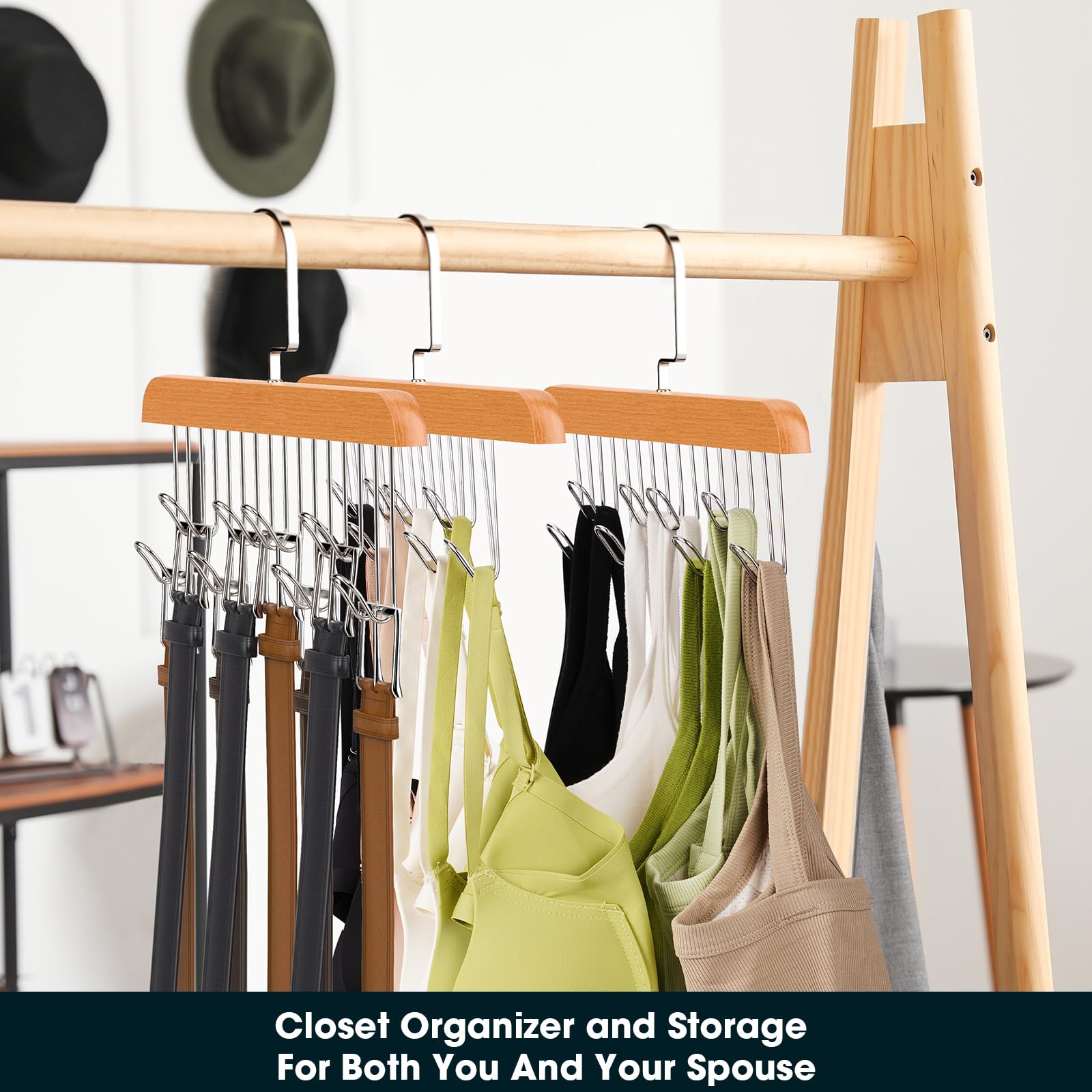 Belt Organizer Belt Hanger for Closet,Bra Hangers for Closet Organizer,360°Rotating Closet Organizers for Dorm & Apartment for Blet Bra Tank Top