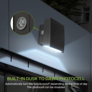 ASD LED Wall Pack Light 12W Photocell, Adjustable Cutoff Dusk to Dawn Outdoor Lighting, 3000K/4000K/5000K Selectable, 1700LM, 120-277V, Dimmable Waterproof Fixture, Black Finish, UL & DLC Certified