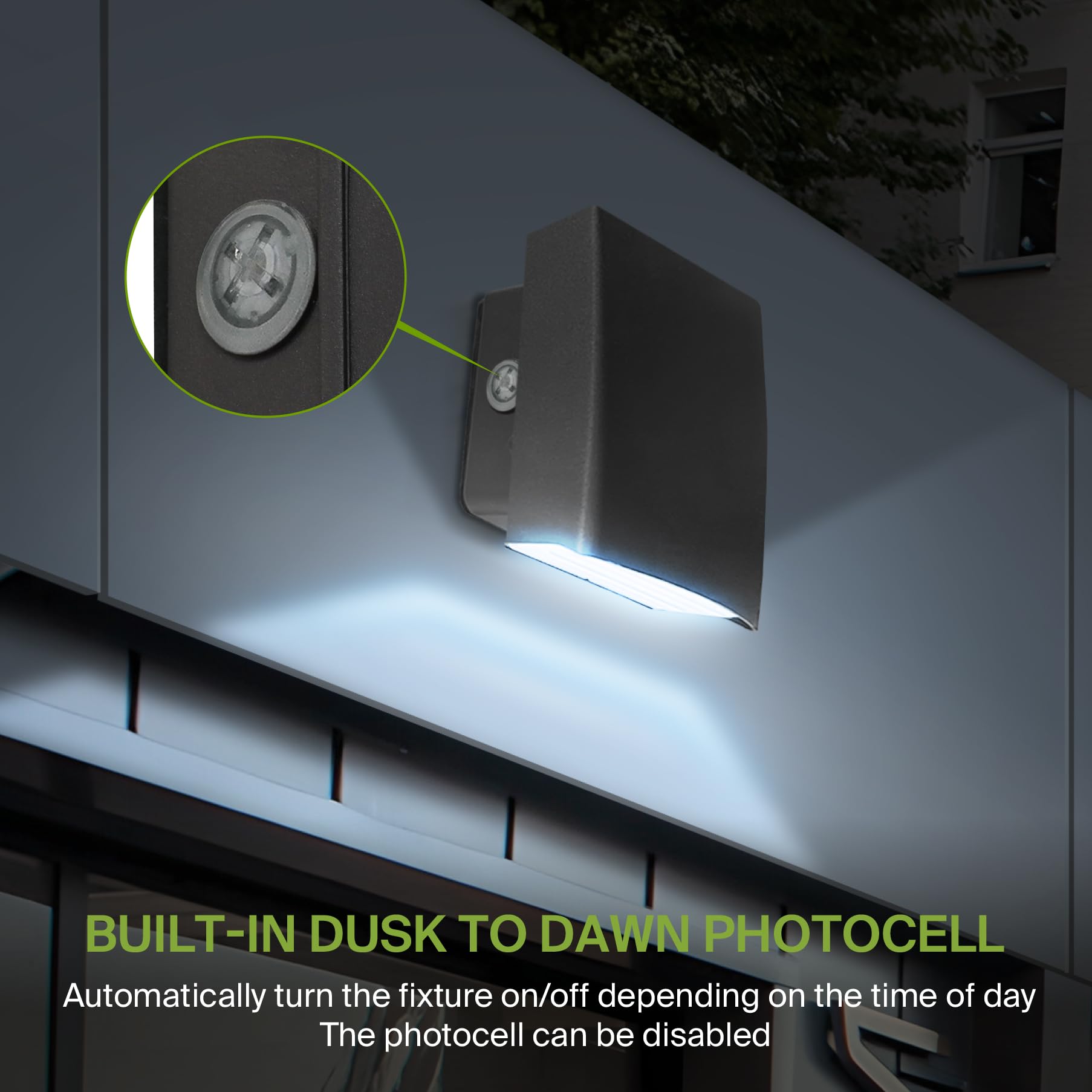 ASD LED Wall Pack Light 12W Photocell, Adjustable Cutoff Dusk to Dawn Outdoor Lighting, 3000K/4000K/5000K Selectable, 1700LM, 120-277V, Dimmable Waterproof Fixture, Black Finish, UL & DLC Certified