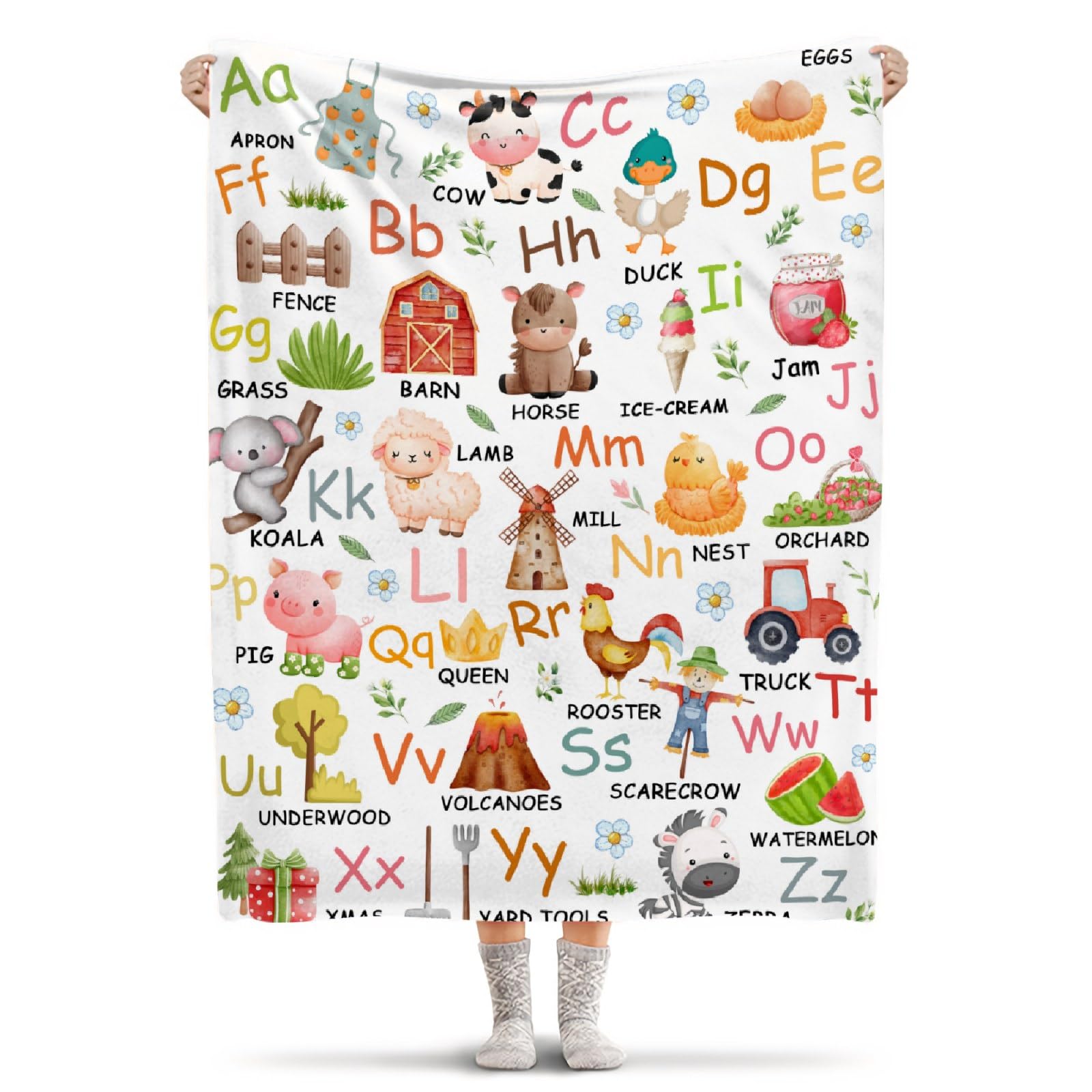 Farm Animals Throw Blanket,Soft Cozy Lightweight Fuzzy Flannel Blanket for Couch Bed Car Sofa Outdoor Camping Gift 40"x50" for Kids/Children