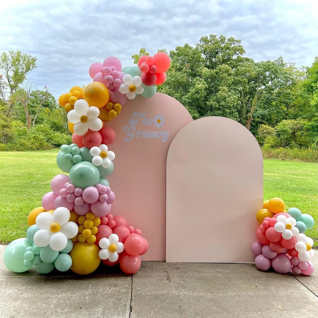 JOGAMS Pastel Daisy Balloon Garland Arch Kit,180Pcs Flower Balloon Arch Kit with Pastel Daisy Balloons for Daisy Theme Birthday Baby Shower Wedding Groovy Party Decorations for Girl