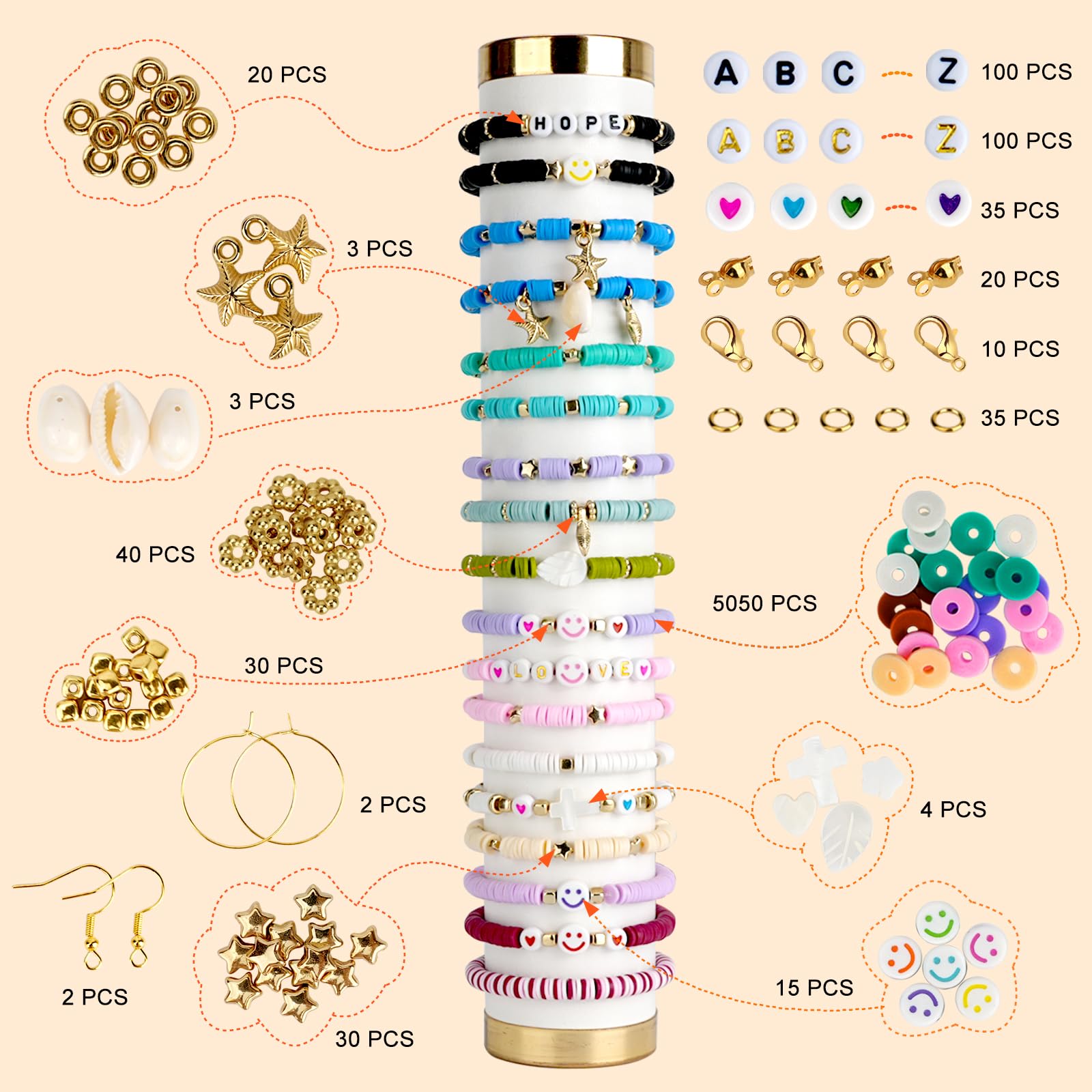 JQEEYGV 5500pcs Clay Beads Bracelet Making Kit 24 Colors Friendship Bracelet kit with Letter Beads DIY Arts and Crafts for Jewelry Set Beginners Gifts for Girls Ages 6-12