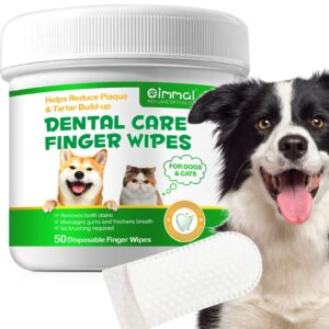 mxczbsm dental care finger wipes for dogs, 50pcs teeth cleaning wipes for dogs & cats, reduces plaque, tartar & freshen breath, no-rinse dog finger toothbrush, 50 counts disposable wipes