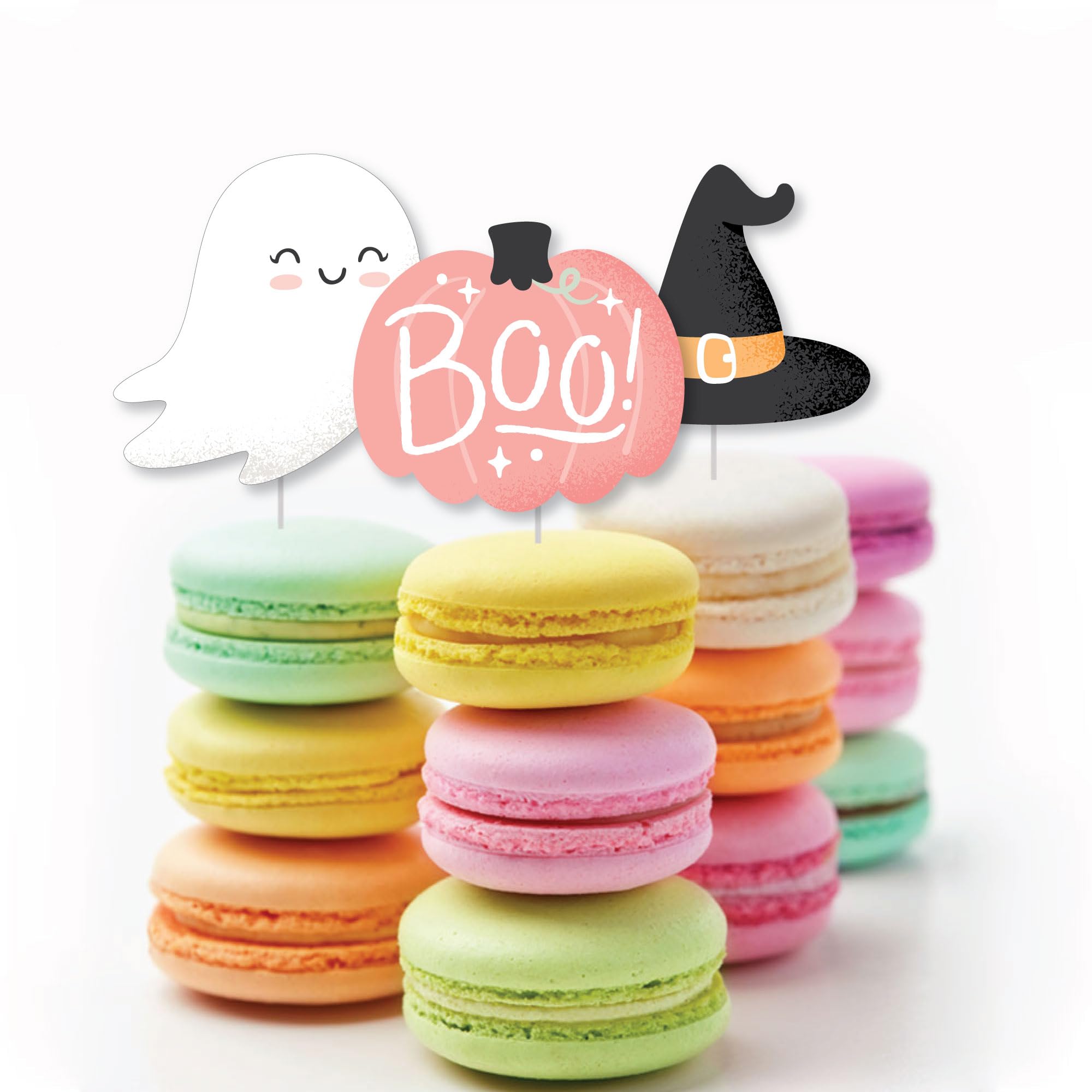 Big Dot of Happiness Pastel Halloween - DIY Shaped Pink Pumpkin Party Cut-Outs - 24 Count