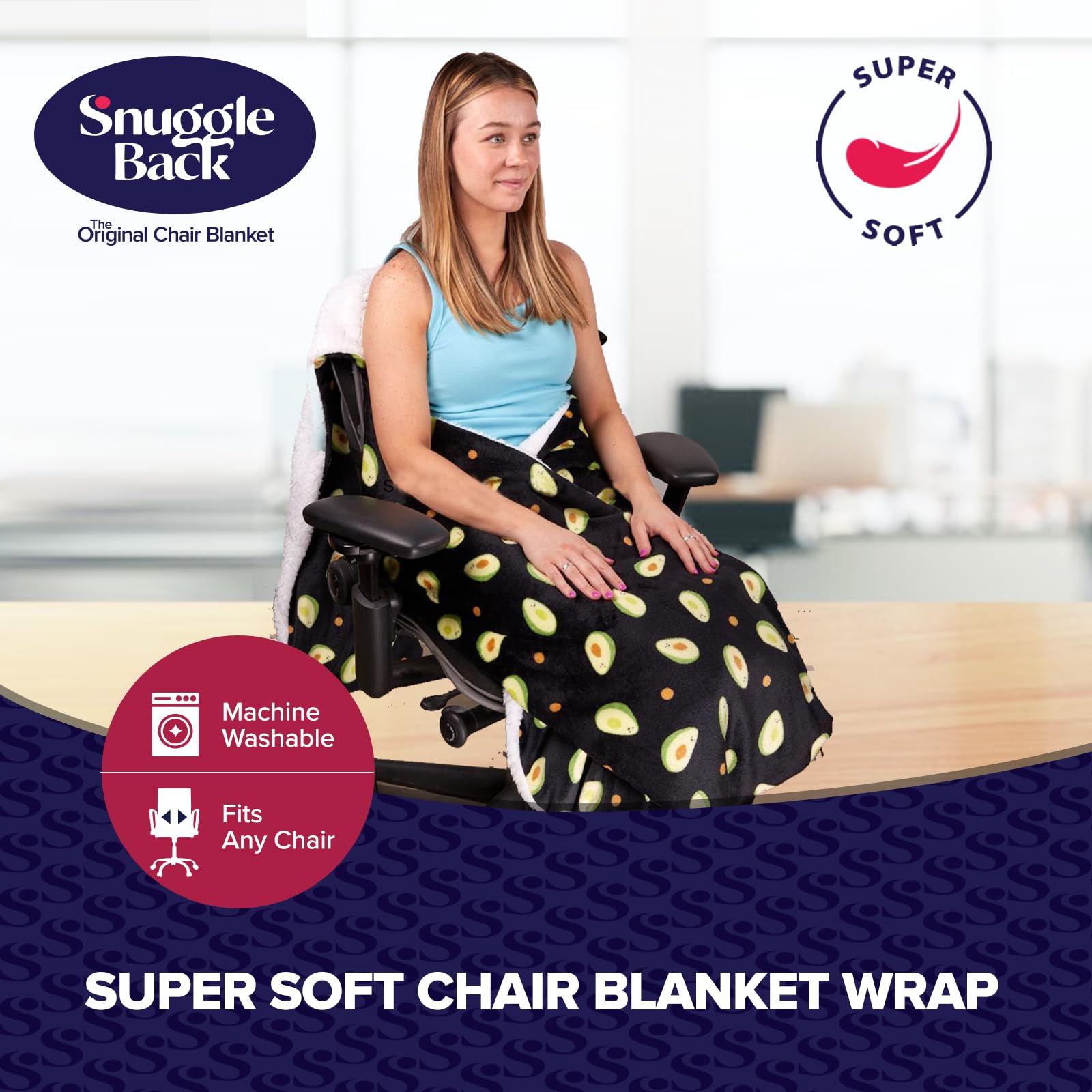 The Original Office Chair Blanket by SnuggleBack; Cozy Comfy Office Desk Chair Wrap Attaches for Convenient Heat and Hands-Free. Stay Warm In The Winter or Summer. Sherpa Fur Lining