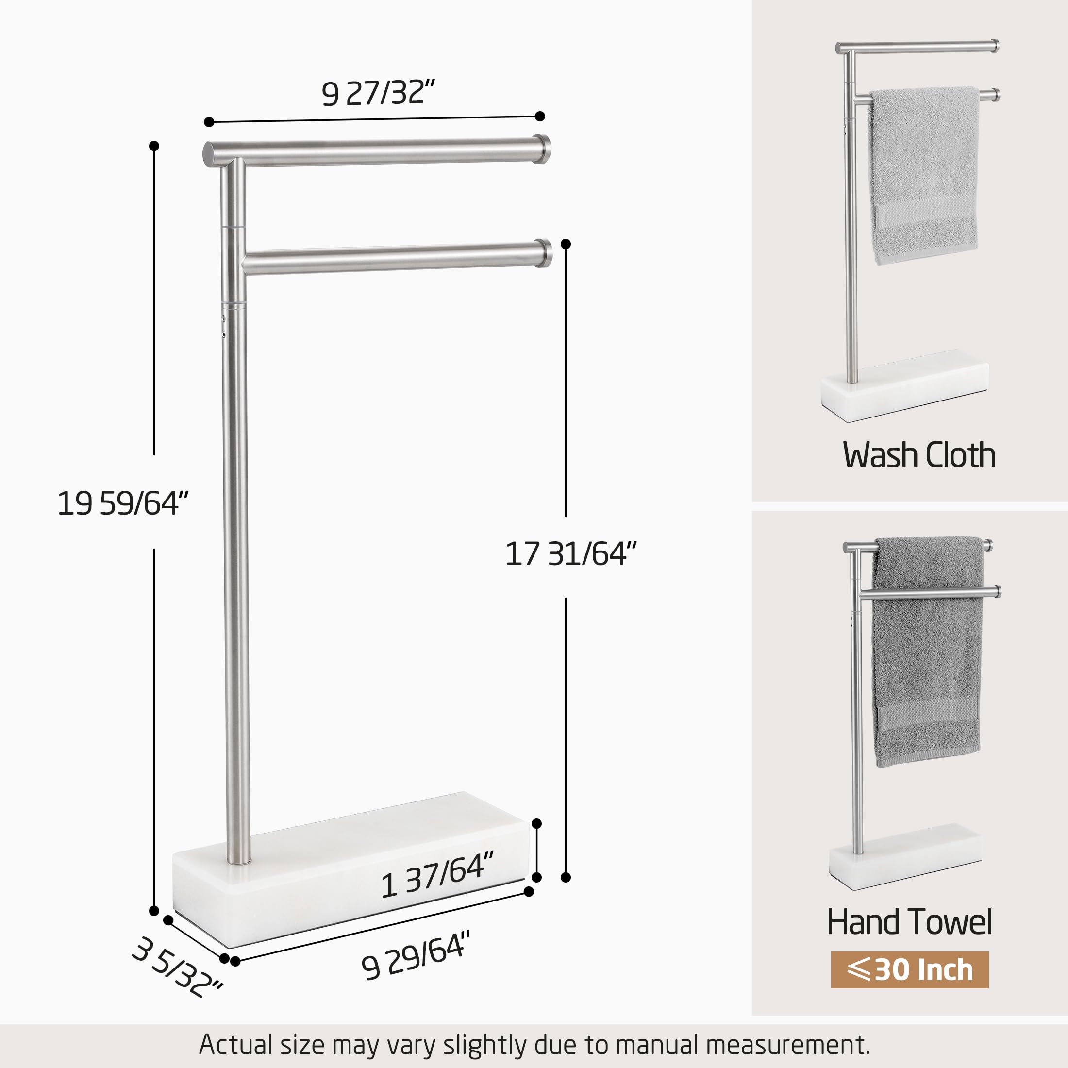 KES Hand Towel Rack for Bathroom, Countertop Swivel Towel Rack Standing with Marble Base, Free Standing Hand Towel Holder Stand 18/8 Stainless Steel Brushed Finish, BTH233-2