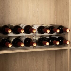 EZ COZY Wine Rack-4 Pack Stackable Wine Rack for 12 Bottles,Wine Rack for Inside Cabinet,for Pantry,Refrigerator,Countertop Organization (4 Tier)