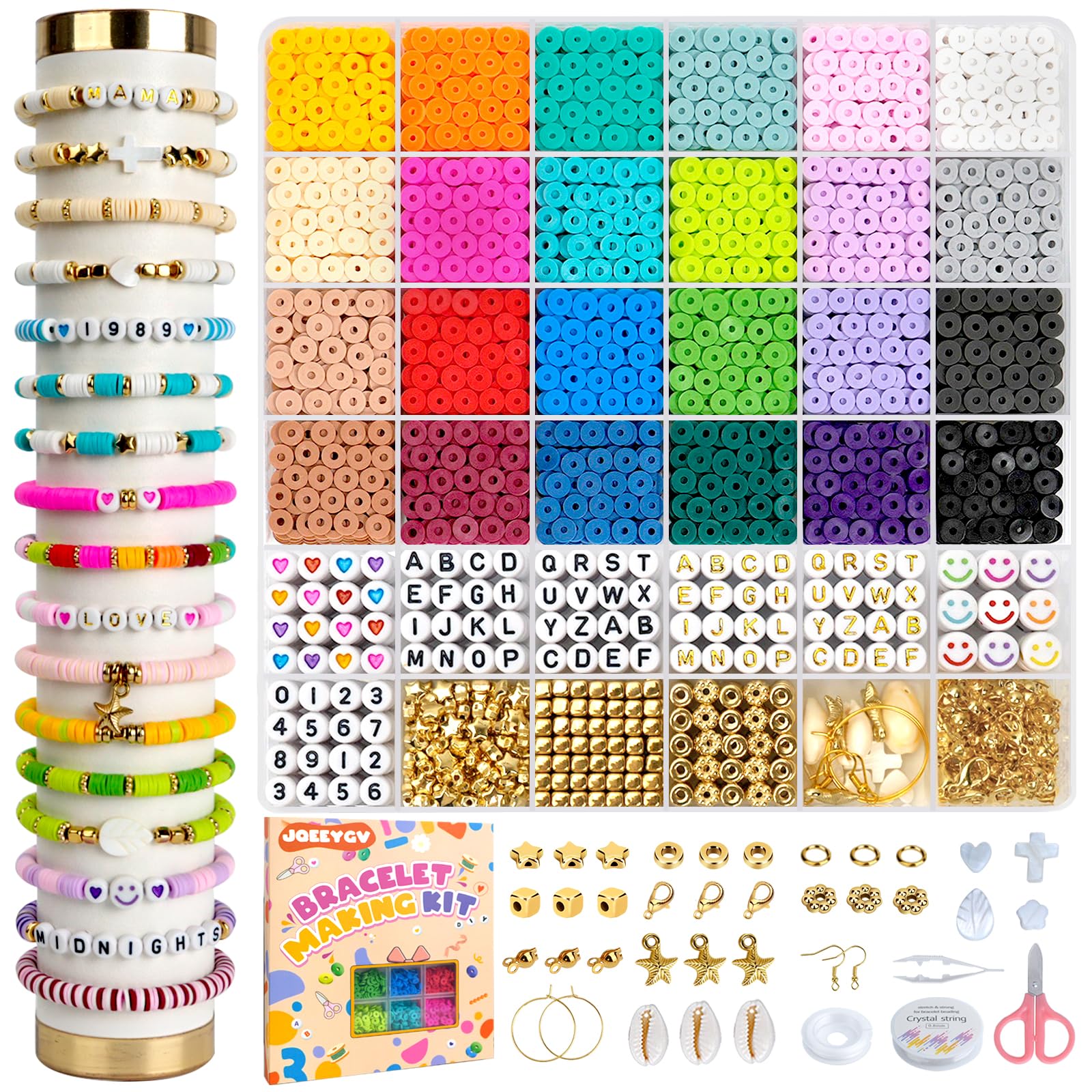 JQEEYGV 5500pcs Clay Beads Bracelet Making Kit 24 Colors Friendship Bracelet kit with Letter Beads DIY Arts and Crafts for Jewelry Set Beginners Gifts for Girls Ages 6-12