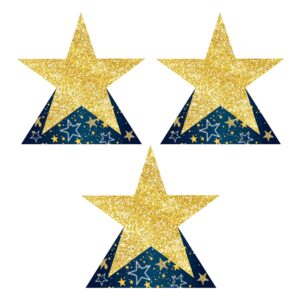 beistle 3 piece assorted sizes cardboard starry night star stand-ups, prom decorations, awards theme photography backdrops